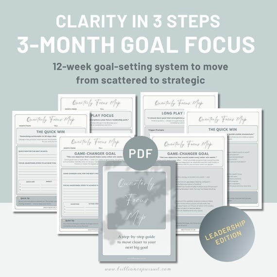 12 Week Year Task Tracker Digital Goal Planner Leadership Focus Worksheet Quarterly Planning Printable Men Executive Productivity Adhd Brain