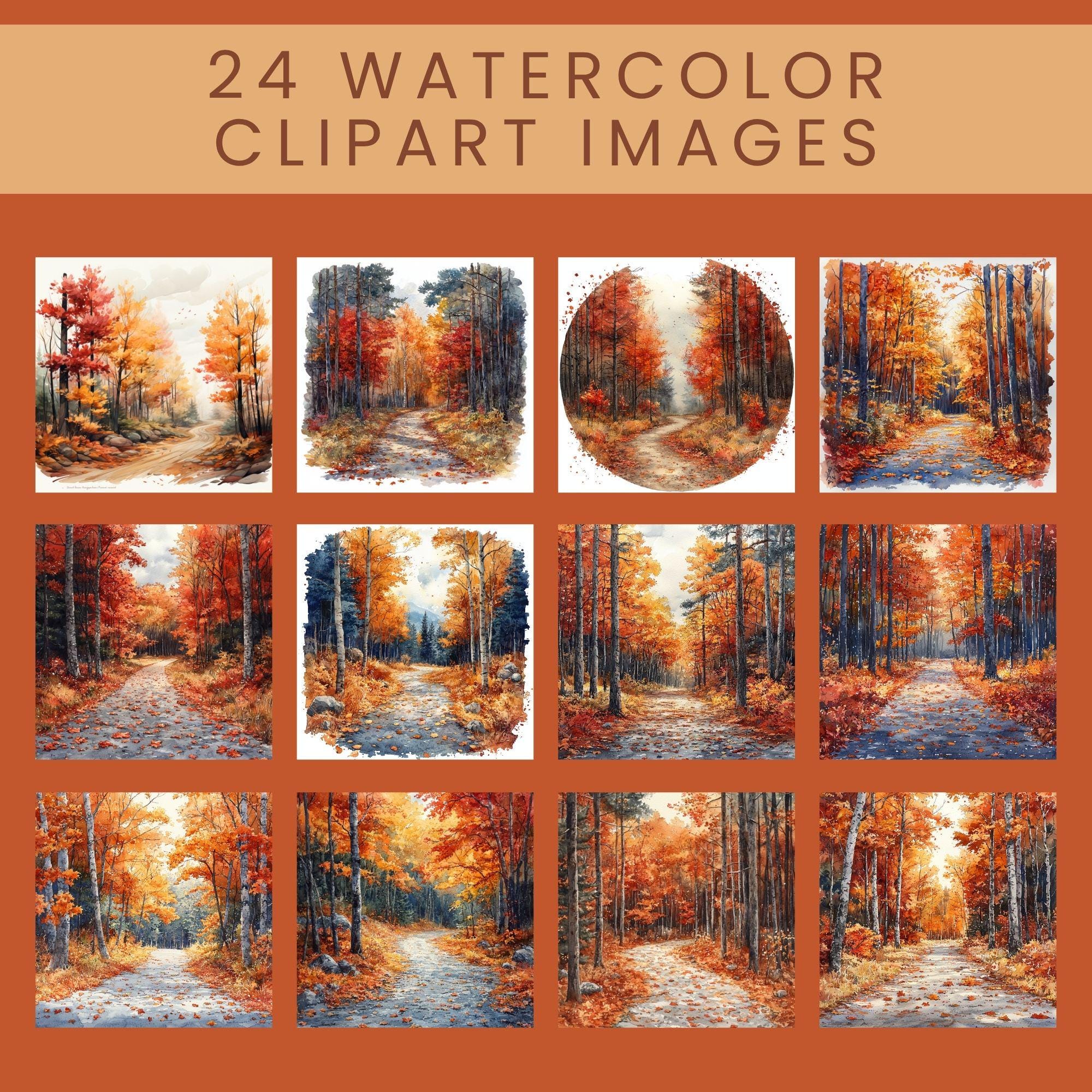 Watercolor Clipart SVG, Fall Autumn PNG Sticker Set Digital Download - Etsy