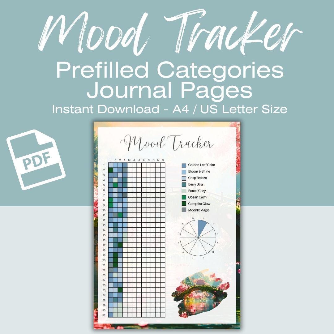 Year in Pixels Mood Tracker: Prefilled Categories, Printable PDF for ...