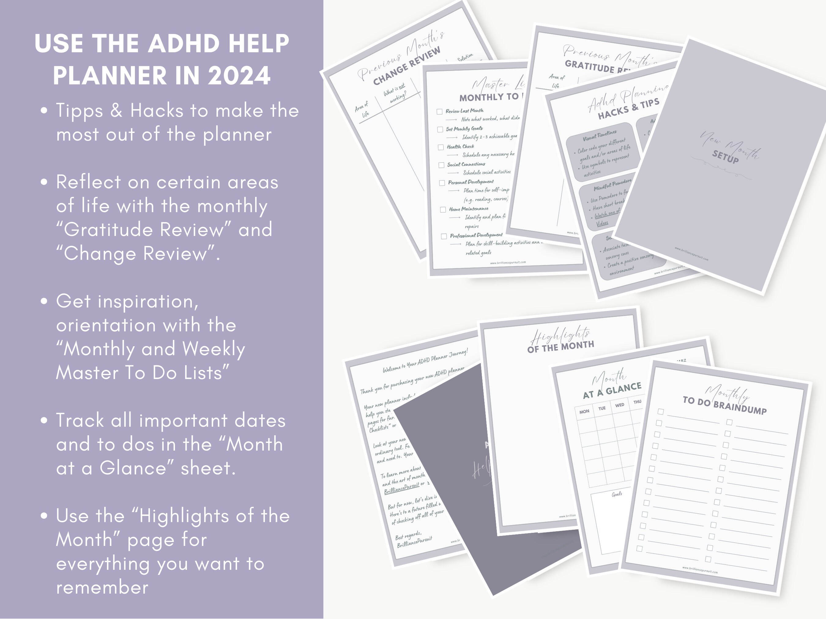 ADHD Planner Printable, ADHS Planer Adults undated Pdf Instant Digital ...