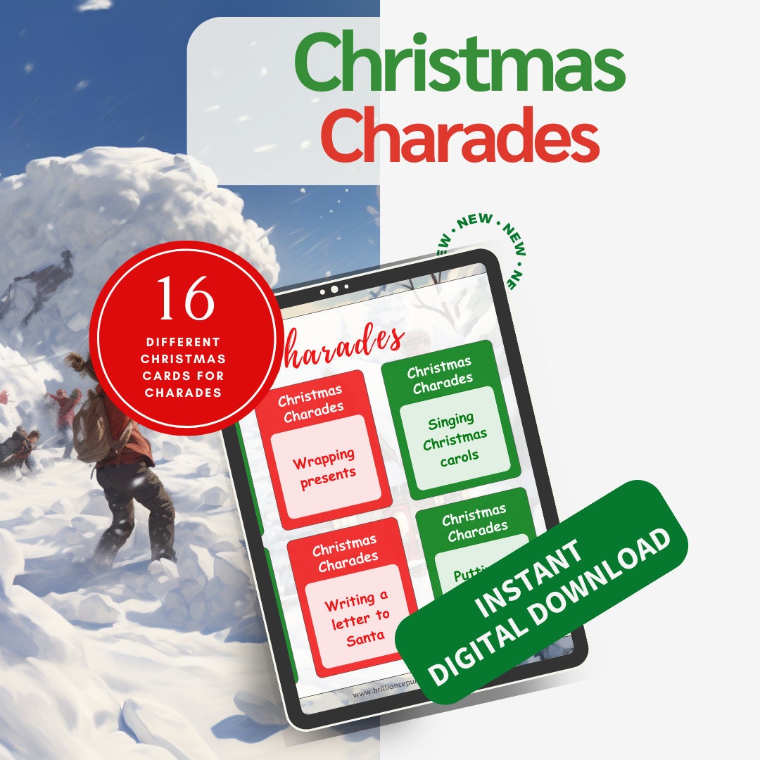 Printable Christmas Charades Cards for Family Fun Game Night Instant ...