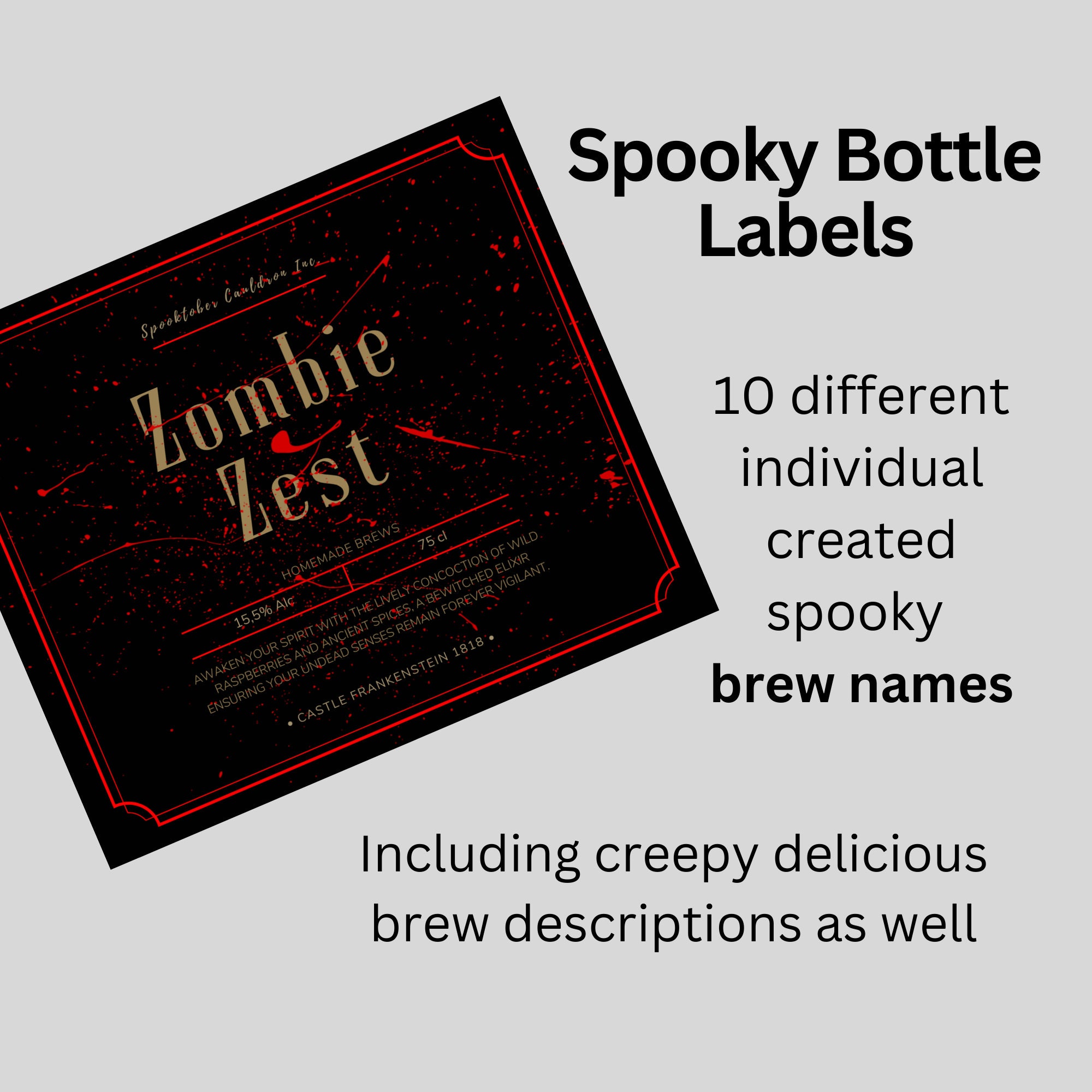 Spooky Halloween Bottle Labels Set - 10 Creepy Designs for Decor and ...