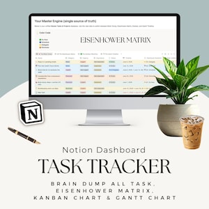 Notion Project Management Hub: All-In-One Business Task Tracker with Brain Dump, Eisenhower Matrix, Kanban Board, Pomodoro & Gantt Chart