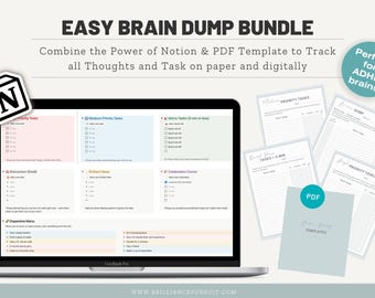 Notion Brain Dump Template, ADHD Task Tracker, Productivity Organisation System