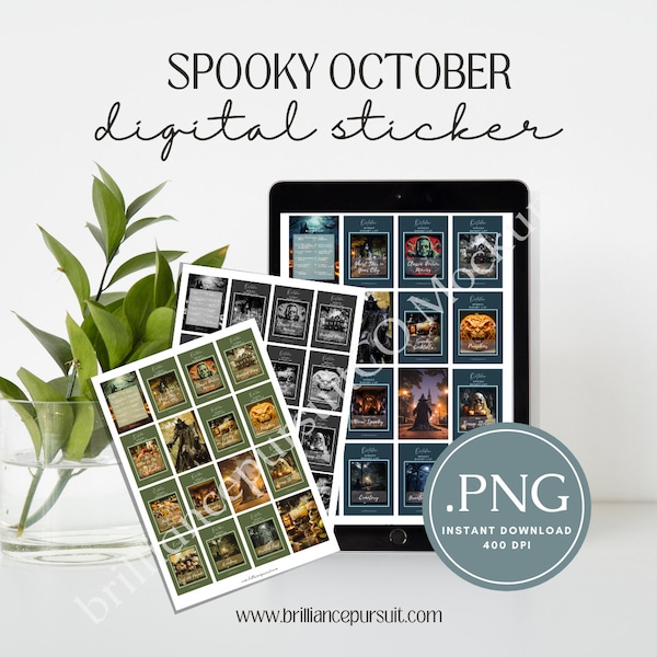 Spooky Digital Sticker Set - Halloween Bucket List - Oktober Spaß - BrilliantBucketList Ideen und Herausforderungen Spiel