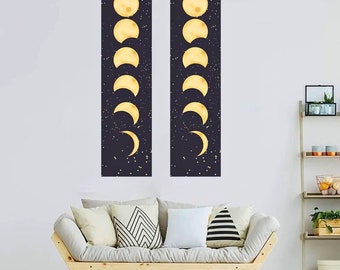 Astrology  Moon Banner Solid Yellow Flag Cloth Curtain Hanging Poster Party Decor Flag | Tapestry Moon Phase Minimal Stars Realistic Space