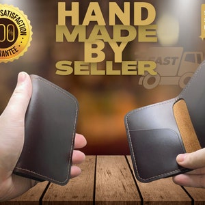 Handmade Bifold Wallet, Natural Brown Leather, Bifold Card Holder, Perfect Gift Idea, Built to last.