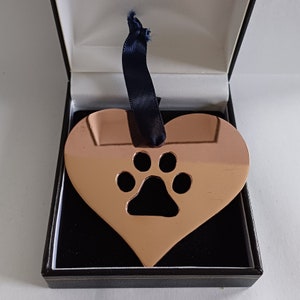 Copper Pawprint and Hearts dog ornament