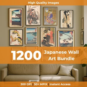 1200 Japanese Wall Art Set, Printable Maximalist Gallery, Trendy Aesthetic Prints, Eclectic Posters Instant Digital Download