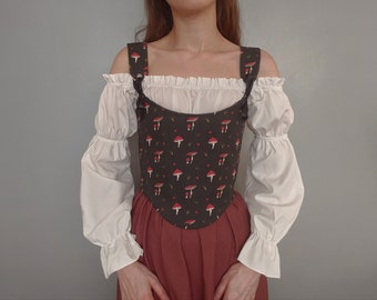 Corset champignon, haut corset, corset overbust personnalisé, corset victorien de la Renaissance, corset corset, corset grande taille, haut cottagecore