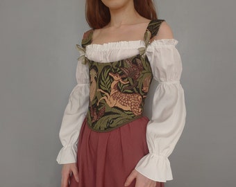 Corset, corset réversible, corset overbust personnalisé, corset victorien de la Renaissance, corset corset, corset grande taille, haut cottagecore