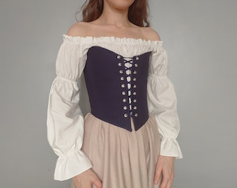 Corset, corset top, custom overbust corset, renaissance victorian stays corset, reversible corset bodice, plus size corset, cottagecore top