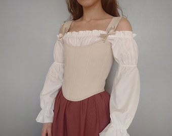 Corset, reversible corset, custom overbust corset, renaissance victorian stays corset, corset bodice, plus size corset, cottagecore top