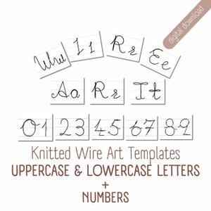 tricotin templates, uppercase and lowercase letters and numbers, wire art patterns