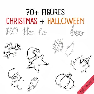 70 printable wire bending patterns for christmas and halloween, knitted wire art templates, printable tricotin patterns