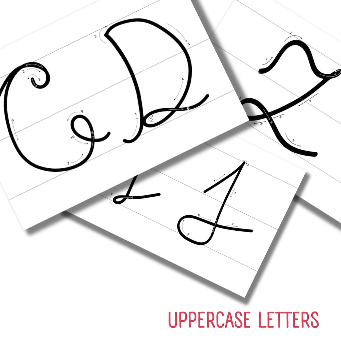 Uppercase Letters Knitted Wire Art Template With Guiding Arrows ...