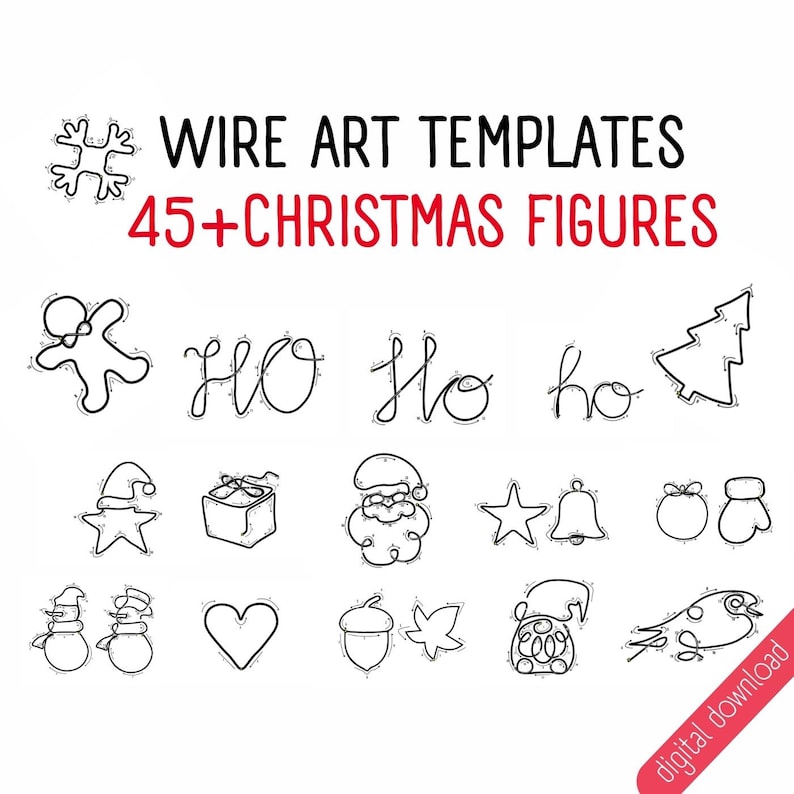 70 Printable Wire Bending Patterns for Christmas and Halloween, Knitted ...