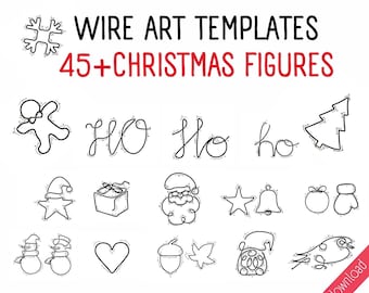 45 figuras navideñas para arte de alambre tejido, patrones de arte de alambre tejido, plantillas de tricotin para navidad, plantillas de alambre tejido de Navidad