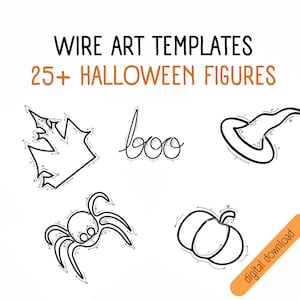 25 Halloween figures for knitted wire art, wire art templates, tricotin pattern, wire bending templates for halloween,  halloween diy