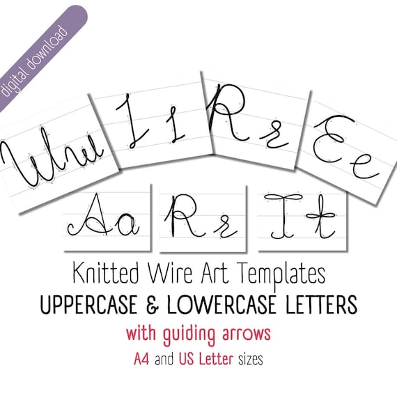 ワイヤーアートアルファベットテンプレート：編み物とかぎ針編み