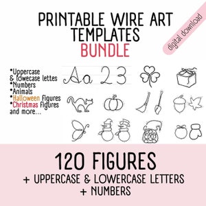 Un pacchetto di 120 figure, lettere e numeri per l'arte del filo lavorato a maglia, modelli di tricotin, alfabeto per l'arte del filo, modelli di piegatura del filo, cordino i