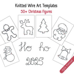 50+ christmas figures for knitted wire art, knitted wire art patterns, tricotin templates for christmas, xmas knitted wire templates