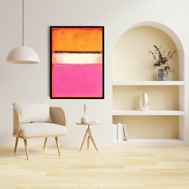 Pink and Orange Abstract Canvas, Mark Rothko Pink Art, Abstract