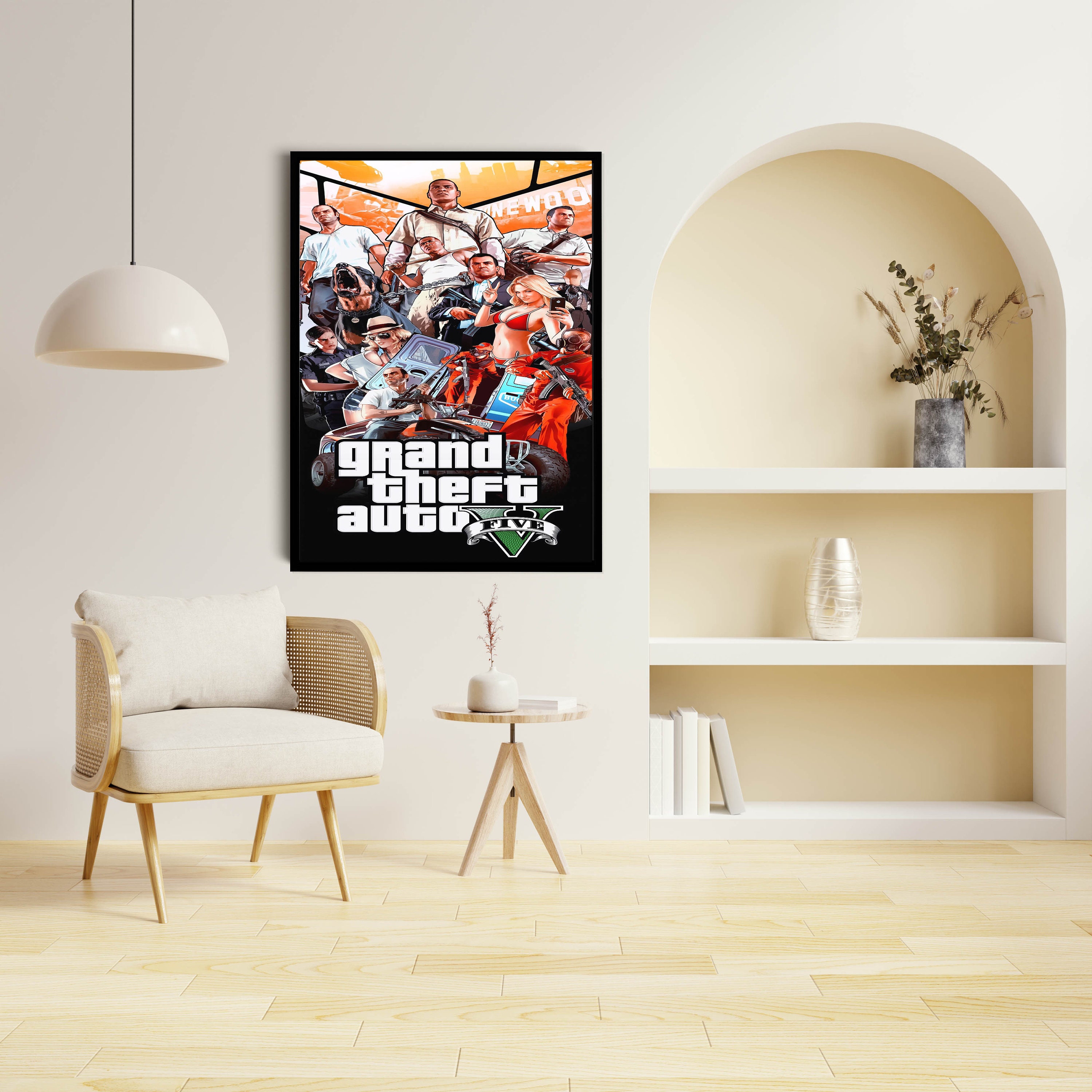GTA 5 Canvas, GTA Canvas Wall Art, Video Game Canvas Wall Art, Framed