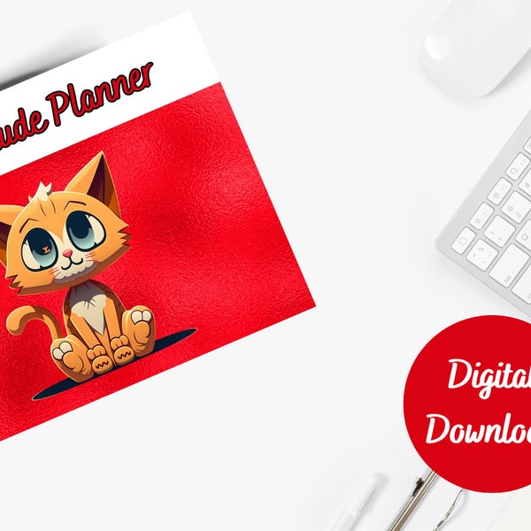 Cat-itude Planner, Novel Planner, and Journal - The Feline-Inspired Printable Planner for New Writers! Perfect for Preptober! (Red Shine)