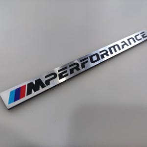 bmw M Performance plastic label silver with embossed color ///m ce black engraved letters New model or old model