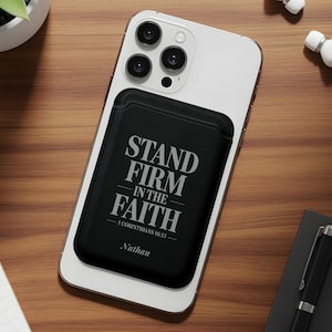Carteira cristã compatível com MagSafe para homens, porta-cartões magnético personalizado, suporte firme, carteira de telefone religiosa, presente personalizado para homens