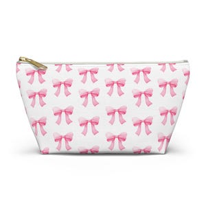 Coquette Toiletry Bag Pink Bow Makeup Bag Travel Organizer Zippered Pouch Bag Pencil Bag Cosmetic Bag Beach Bag Preppy Gift for Girls