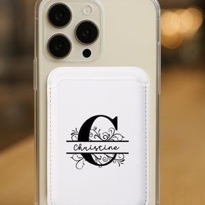 Kundenspezifisches Monogramm-magnetischer Portemonnaie mit Name IPhone Magafe-Geldbörsen-Aufkleber-Kartenhalter für Telefon-Kasten-geblümtes Anfangspersonalisiertes Geschenk