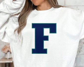 Letter F Sweatshirt Alphabet Letter Initial F Sweatshirt Varsity Letter F Hoodie College Student Personalized Gift Monogram Name Sweater