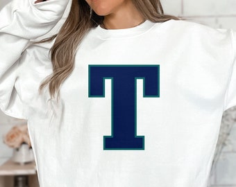 Letter T Sweatshirt Alphabet Letter Initial T Sweatshirt Varsity Letter T Hoodie College Student Personalized Gift Monogram Name Sweater