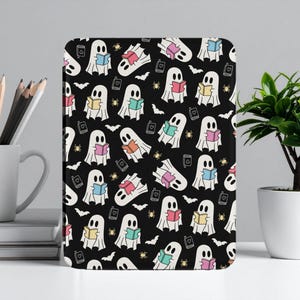 Cute Reading Ghosts Kindle Case, Spooky Book Lover Cover, E-Reader Sleeve, Paperwhite 7' Detachable Magnetic Protector Gift for Teacher