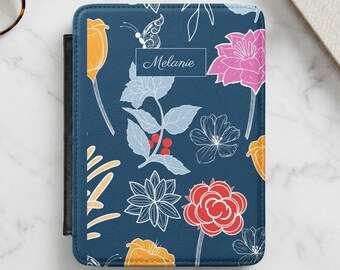 Funda personalizada para Kindle Paperwhite de 7 pulgadas, diseño floral de mariposas y botánica, funda a medida para lector electrónico, regalo único para amantes de los libros.