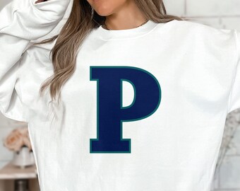 Letter P Sweatshirt Alphabet Letter Initial P Sweatshirt Varsity Letter P Hoodie College Student Personalized Gift Monogram Name Sweater