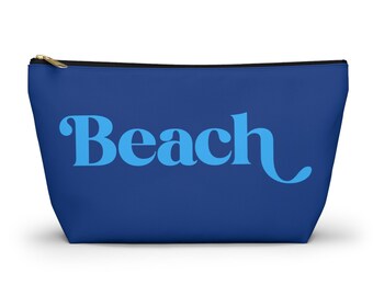 Beach Cosmetic Bag: Blue Travel Zipper Pouch, Summer Essentials