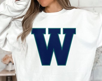 Letter W Sweatshirt Alphabet Letter Initial W Sweatshirt Varsity Letter W Hoodie College Student Personalized Gift Monogram Name Sweater