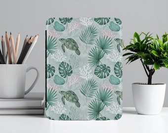 Funda para Kindle Paperwhite con diseño de tortuga marina, cubierta con estética costera y correa de mano, protector de funda Colorsoft 7 para lector electrónico, accesorio ideal para amantes de los libros.