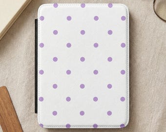 Funda personalizada para Kindle con lunares, funda para lector electrónico color lavanda, funda personalizada para lector electrónico para niña, regalo personalizado