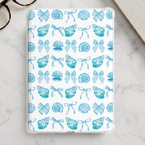 Inserto imprimible para Kindle con diseño de lazo de concha / Coqueta oceánica en acuarela azul / Descarga digital para Kindle Paperwhite