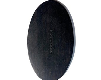 Bordure ovale en bois noir faite main pour la poterie