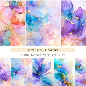 12 Scrapbooking Floral Pages, Junk Journal, Vintage, Labels, Shabby Chic Floral Journal Pages, Flowers, Printable Digital Download