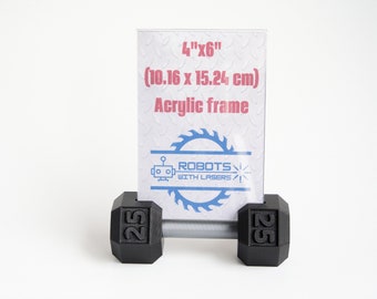 Dumbbell Shaped picture frame 4"x6", Gym Picture Frame - Fitness Theme Frame - Weight Lifting Decor, Tabletop Picture Frame.