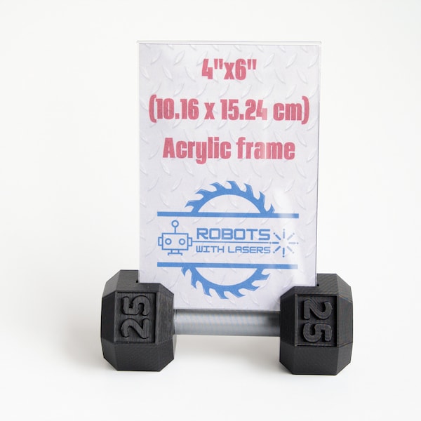 Dumbbell Shaped picture frame 4"x6", Gym Picture Frame - Fitness Theme Frame - Weight Lifting Decor, Tabletop Picture Frame.