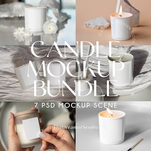 Candle Mockup Bundle, Jar Candle Mockup, Minimalist Candle Mockup, White Candle Mockup, Candle Label Mockup, Soy Candle Mockup PSD