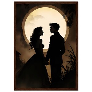 Poster cinematografico retrò – Coppia che si tiene per mano – Poster nero e romantico