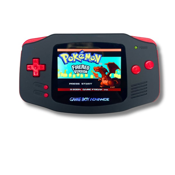 Game Boy Advance GBA Console Laminated Backlit IPS + Rechargable Battery Mod with fire red game authentic